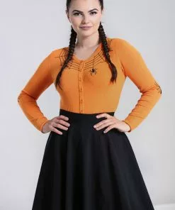 Hell Bunny Spider 50's Cardigan In Orange New In 12 Hell Bunny Spider 50's Cardigan In Orange New In