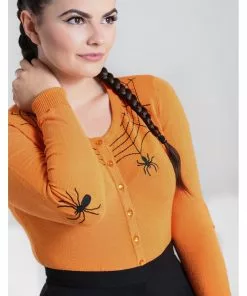 Hell Bunny Spider 50's Cardigan In Orange New In 11 Hell Bunny Spider 50's Cardigan In Orange New In
