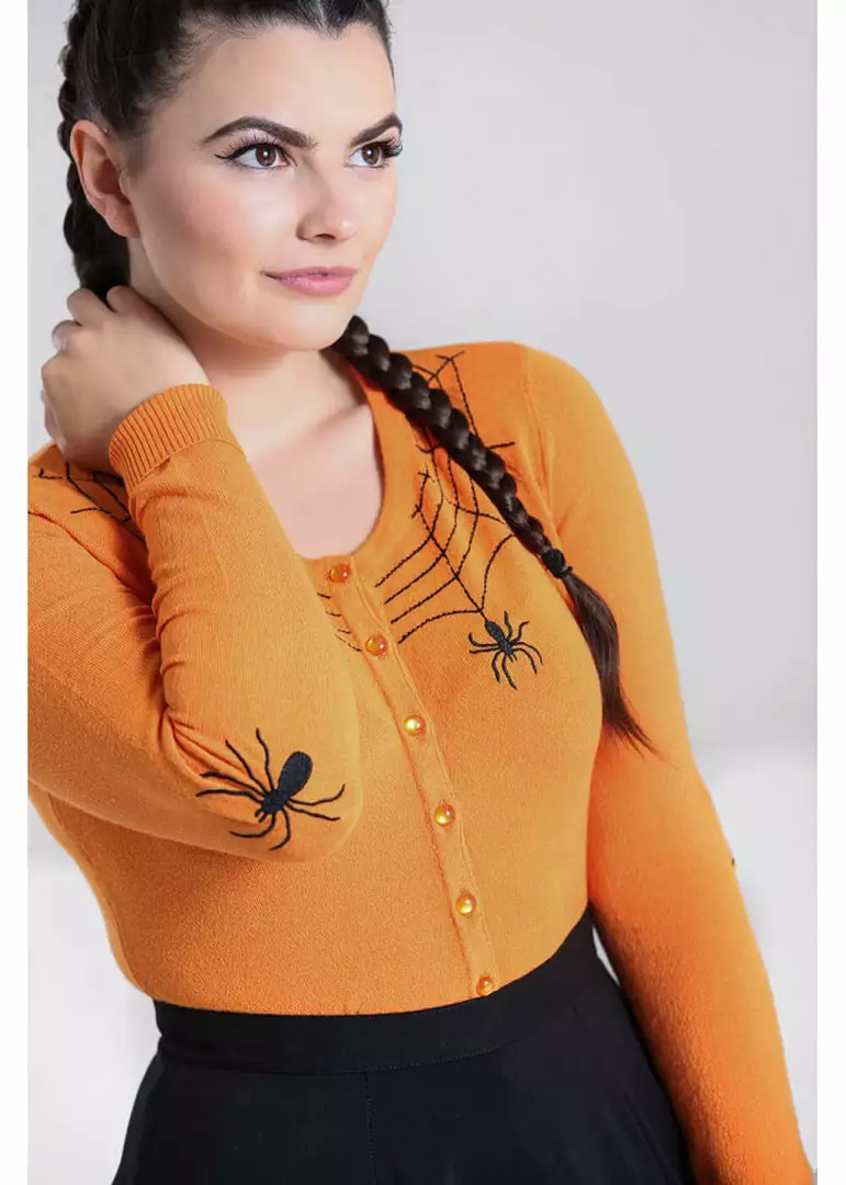 Hell Bunny Spider 50's Cardigan In Orange New In 5 Hell Bunny Spider 50's Cardigan In Orange New In
