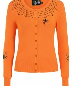 Hell Bunny Spider 50's Cardigan In Orange New In
