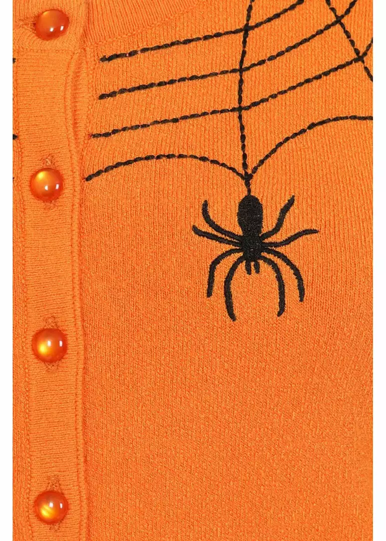 Hell Bunny Spider 50's Cardigan In Orange New In 4 Hell Bunny Spider 50's Cardigan In Orange New In