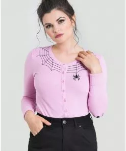 Hell Bunny Spider 50's Cardigan Pink New In