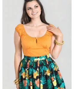 Hell Bunny Melissa 50's Top Orange Colour New In