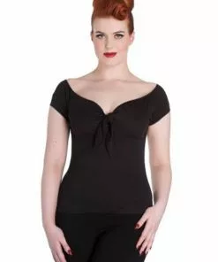 New In Hell Bunny Bardot 50's Top Black 6 New In Hell Bunny Bardot 50's Top Black