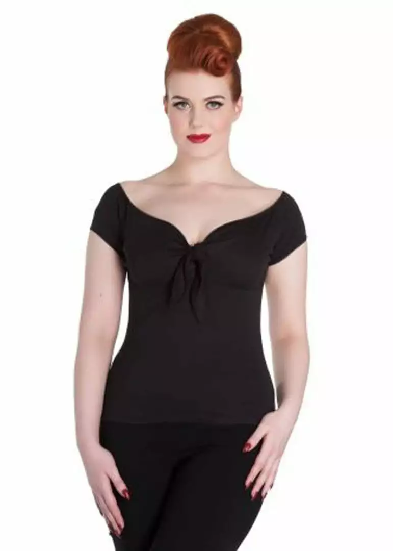 New In Hell Bunny Bardot 50's Top Black 4 New In Hell Bunny Bardot 50's Top Black