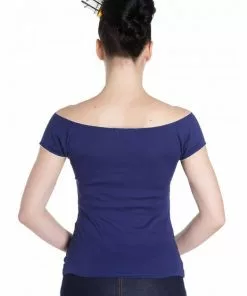 Hell Bunny Bardot 50's Top Navy Blue 8 Hell Bunny Bardot 50's Top Navy Blue