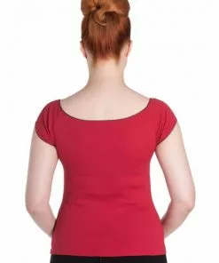 Hell Bunny Bardot 50's Top Red New In