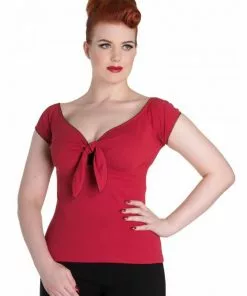 Hell Bunny Bardot 50's Top Red New In