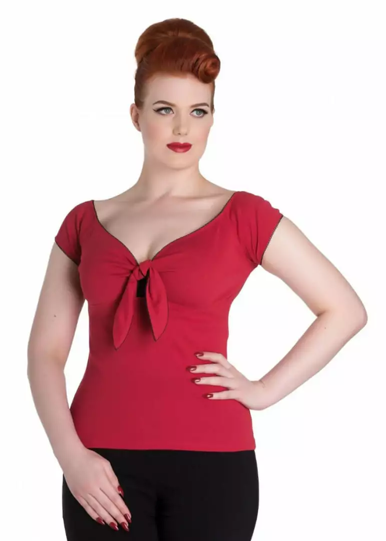 Hell Bunny Bardot 50's Top Red New In 3 Hell Bunny Bardot 50's Top Red New In