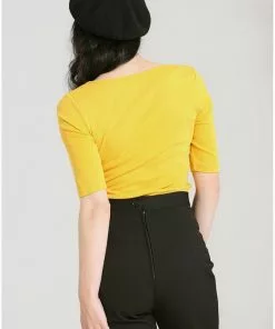 New In Hell Bunny Philippa 50's Top Mustard