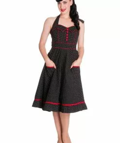 Hell Bunny Vanity Rockabilly 50's Swing Dress Black New In