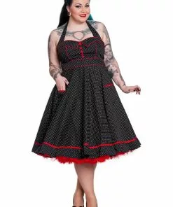 Hell Bunny Vanity Rockabilly 50's Swing Dress Black New In
