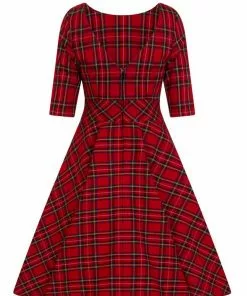 New In Hell Bunny Irvine Tartan 50's Swing Dress Red