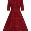 New In Hell Bunny Irvine Tartan 50's Swing Dress Red
