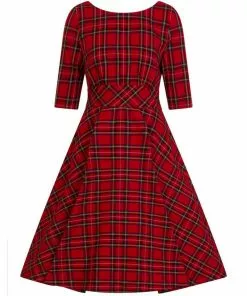 New In Hell Bunny Irvine Tartan 50's Swing Dress Red