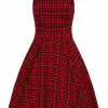 Hell Bunny Irvine Tartan 60's Pinafore Dress Red