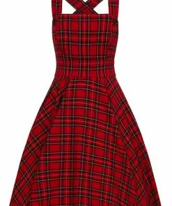 Hell Bunny Irvine Tartan 60's Pinafore Dress Red