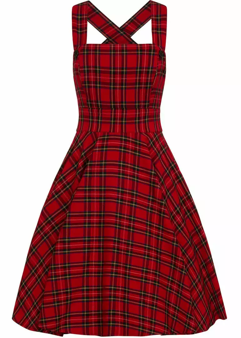 Hell Bunny Irvine Tartan 60's Pinafore Dress Red 3 Hell Bunny Irvine Tartan 60's Pinafore Dress Red