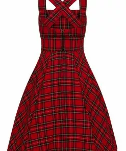 Hell Bunny Irvine Tartan 60's Pinafore Dress Red
