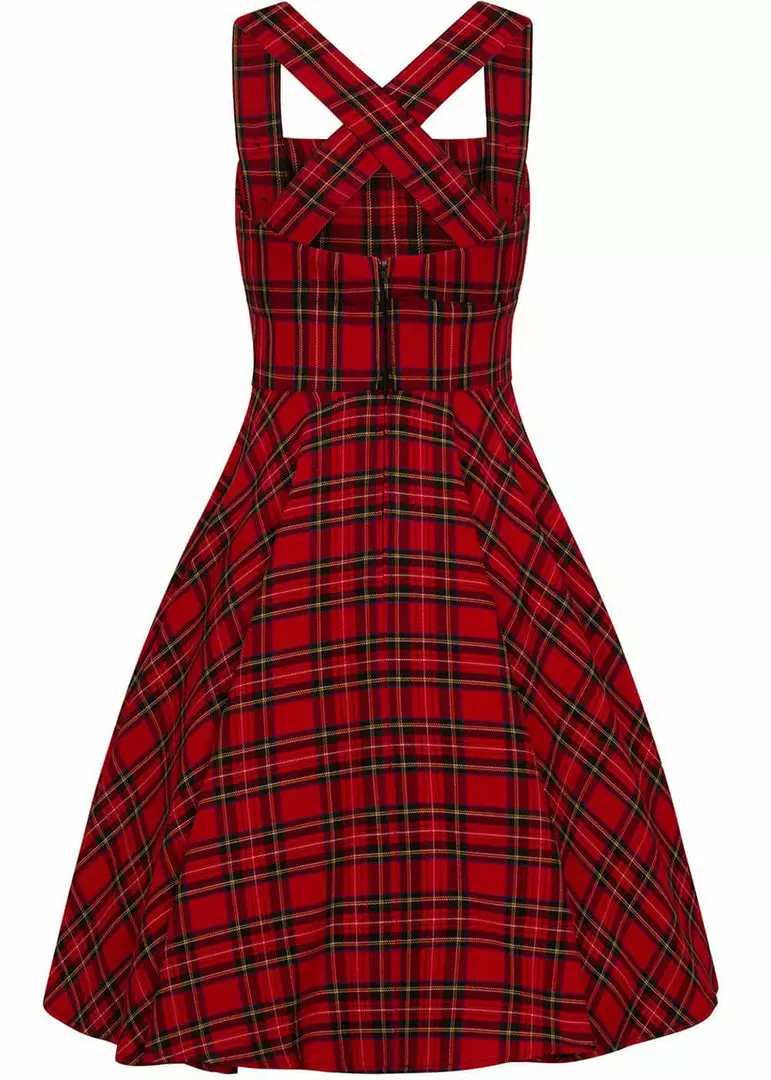 Hell Bunny Irvine Tartan 60's Pinafore Dress Red 4 Hell Bunny Irvine Tartan 60's Pinafore Dress Red