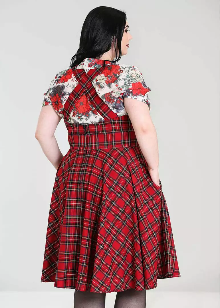 Hell Bunny Irvine Tartan 60's Pinafore Dress Red 9 Hell Bunny Irvine Tartan 60's Pinafore Dress Red