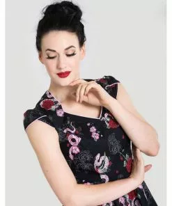Hell Bunny Python Rose 50's Swing Jurk Zwart
