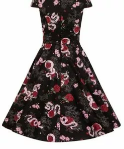 Hell Bunny Python Rose 50's Swing Jurk Zwart 15 Hell Bunny Python Rose 50's Swing Jurk Zwart