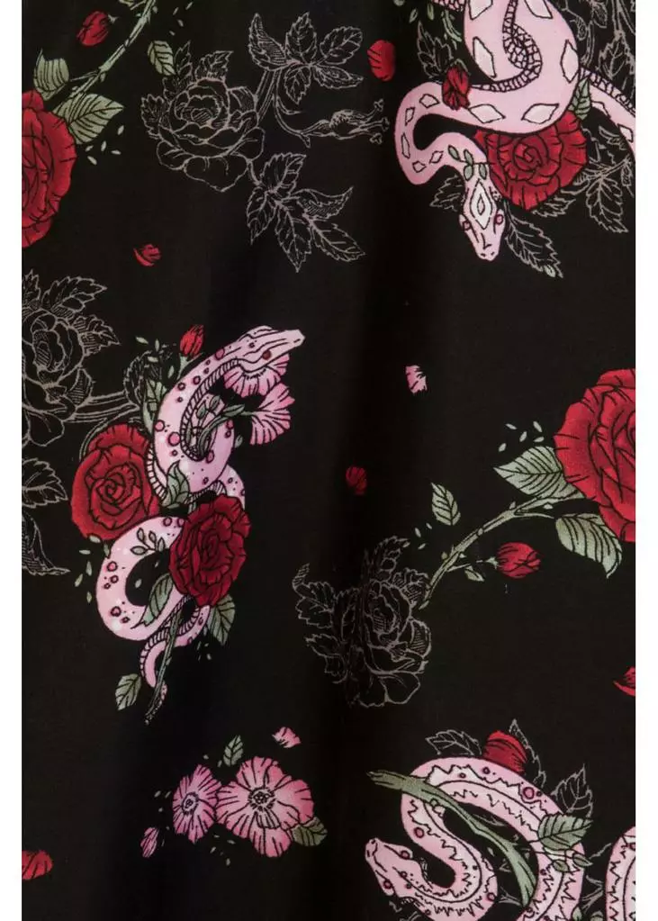 Hell Bunny Python Rose 50's Swing Jurk Zwart 8 Hell Bunny Python Rose 50's Swing Jurk Zwart