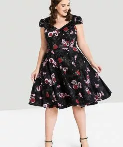 Hell Bunny Python Rose 50's Swing Jurk Zwart 20 Hell Bunny Python Rose 50's Swing Jurk Zwart