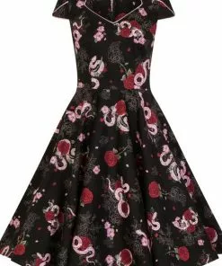 Hell Bunny Python Rose 50's Swing Jurk Zwart 21 Hell Bunny Python Rose 50's Swing Jurk Zwart