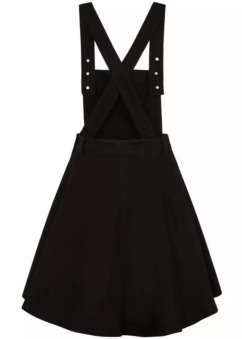 New In Hell Bunny Dakota 50's Pinafore Swing Dress Black 6 New In Hell Bunny Dakota 50's Pinafore Swing Dress Black