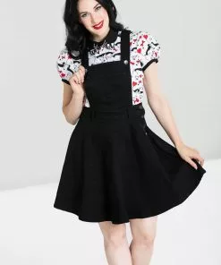 New In Hell Bunny Dakota 50's Pinafore Swing Dress Black 11 New In Hell Bunny Dakota 50's Pinafore Swing Dress Black