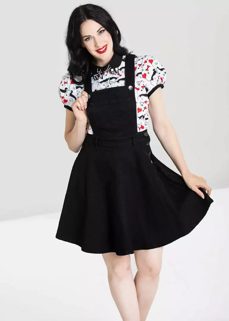 New In Hell Bunny Dakota 50's Pinafore Swing Dress Black 7 New In Hell Bunny Dakota 50's Pinafore Swing Dress Black