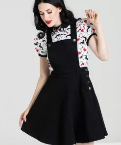 New In Hell Bunny Dakota 50's Pinafore Swing Dress Black