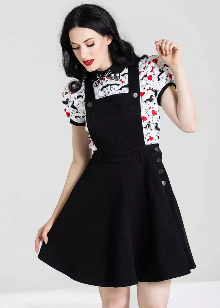 New In Hell Bunny Dakota 50's Pinafore Swing Dress Black 4 New In Hell Bunny Dakota 50's Pinafore Swing Dress Black