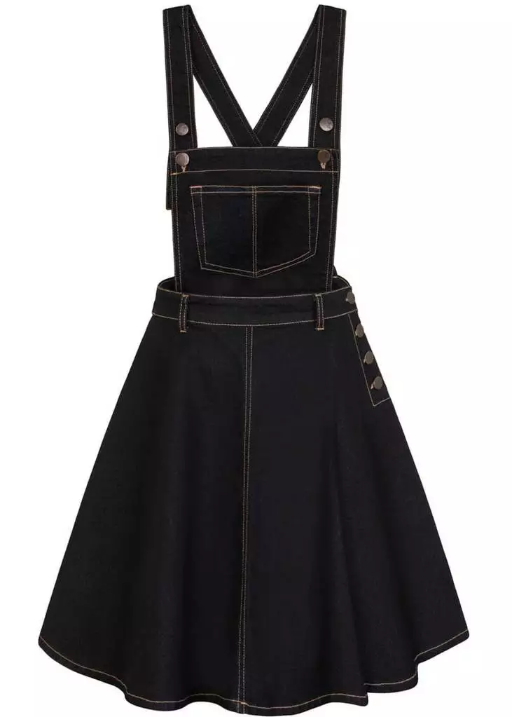 Hell Bunny Dakota 50's Pinafore Swing Dress Navy New In 3 Hell Bunny Dakota 50's Pinafore Swing Dress Navy New In