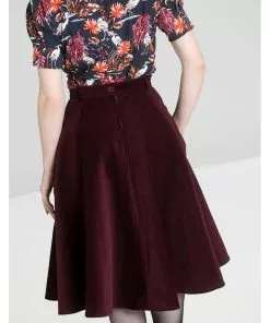 New In Hell Bunny Jefferson 70's Corduroy Swing Skirt Wine