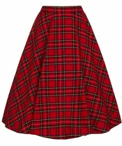 New In Hell Bunny Irvine Tartan 50's Swing Skirt Red