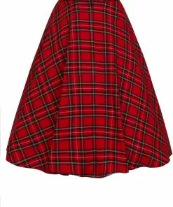 New In Hell Bunny Irvine Tartan 50's Swing Skirt Red 12 New In Hell Bunny Irvine Tartan 50's Swing Skirt Red