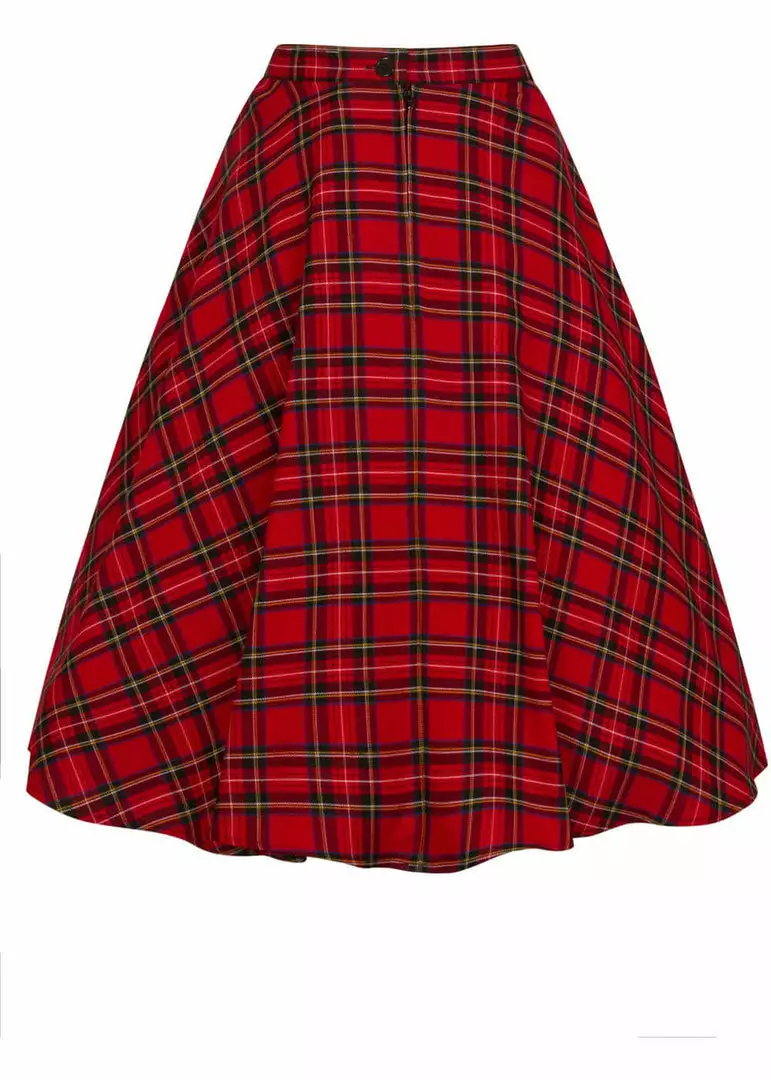 New In Hell Bunny Irvine Tartan 50's Swing Skirt Red 6 New In Hell Bunny Irvine Tartan 50's Swing Skirt Red