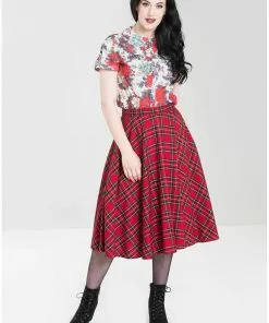 New In Hell Bunny Irvine Tartan 50's Swing Skirt Red 11 New In Hell Bunny Irvine Tartan 50's Swing Skirt Red
