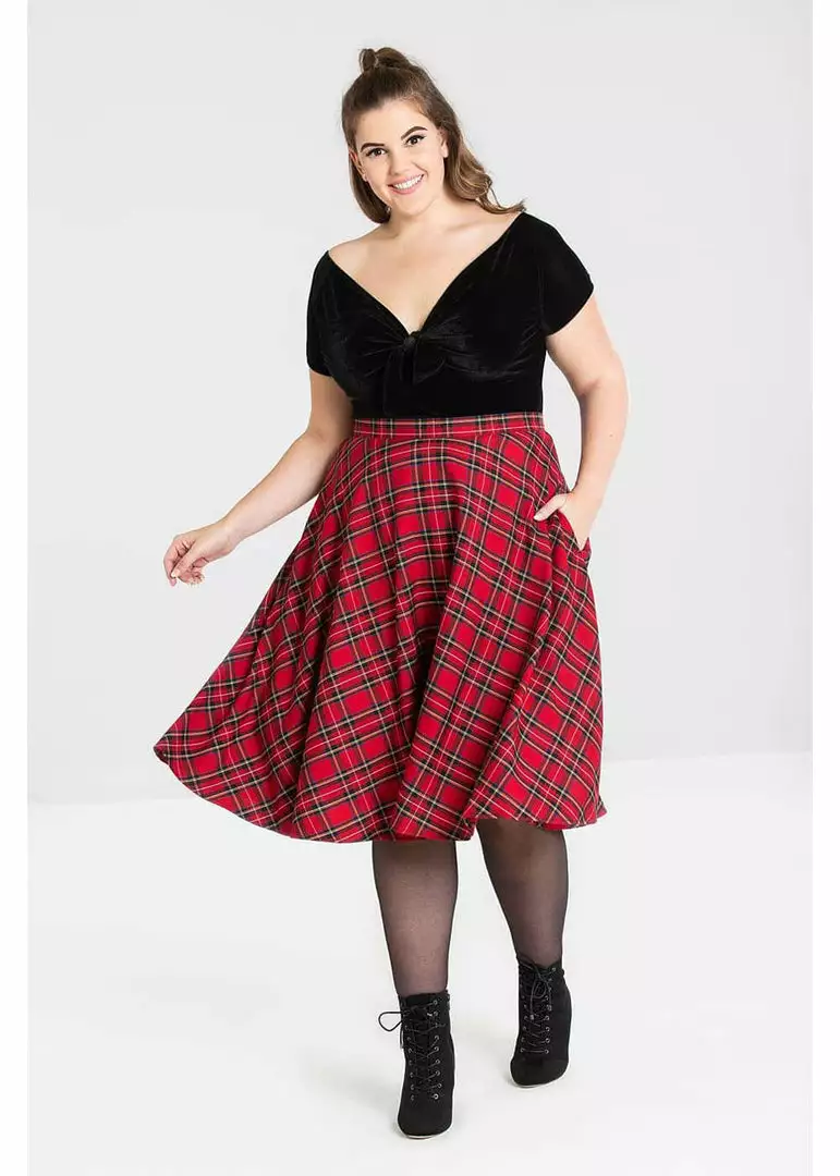 New In Hell Bunny Irvine Tartan 50's Swing Skirt Red 4 New In Hell Bunny Irvine Tartan 50's Swing Skirt Red