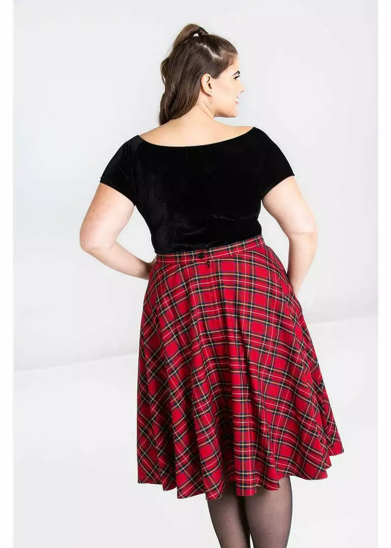 New In Hell Bunny Irvine Tartan 50's Swing Skirt Red 9 New In Hell Bunny Irvine Tartan 50's Swing Skirt Red