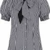 Hell Bunny Humbug 40's Blouse Black White New In