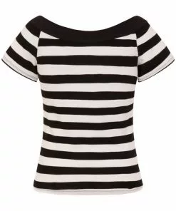 New In Hell Bunny Caithlin Striped Top Black White