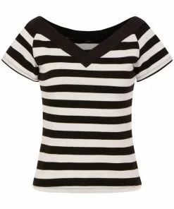 New In Hell Bunny Caithlin Striped Top Black White