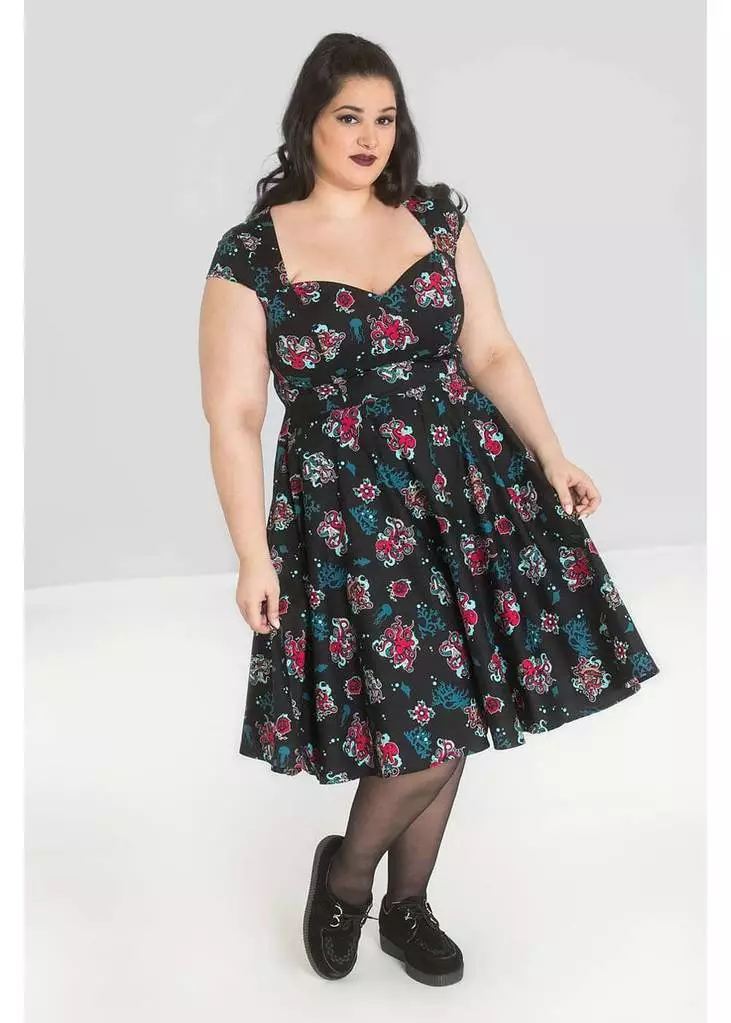 Hell Bunny Poseidon 50's Swing Dress Black New In 4 Hell Bunny Poseidon 50's Swing Dress Black New In