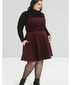 New In Hell Bunny Wonder Years 60's Pinafore Dress Wine 8 New In Hell Bunny Wonder Years 60's Pinafore Dress Wine