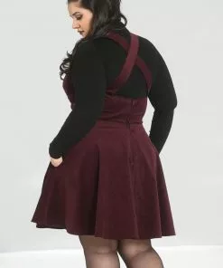 New In Hell Bunny Wonder Years 60's Pinafore Dress Wine 9 New In Hell Bunny Wonder Years 60's Pinafore Dress Wine