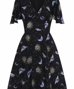 New In Hell Bunny Solaris Sun & Moon 70's Dress Black